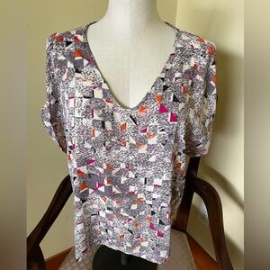 Lush Brand Geometric Print Cold Shoulder Top, Medium